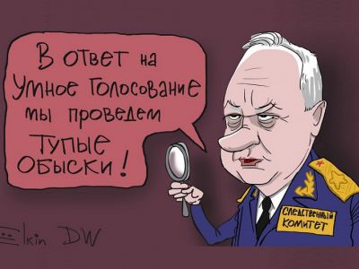 Сдедственный комитет и обыски в штабах Навального. Карикатура С.Елкина: dw.com